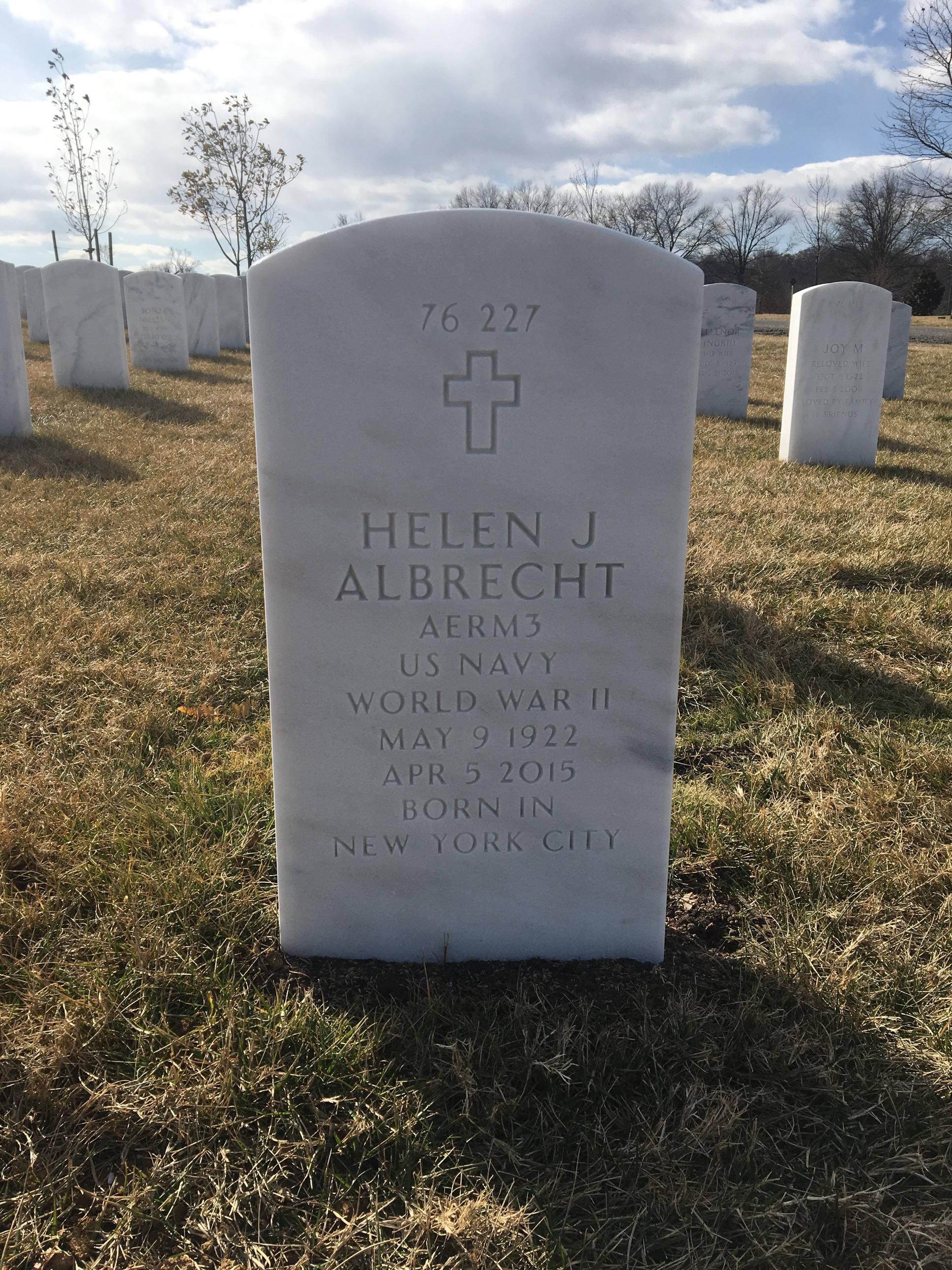 Back of headstone — Fred Albrecht