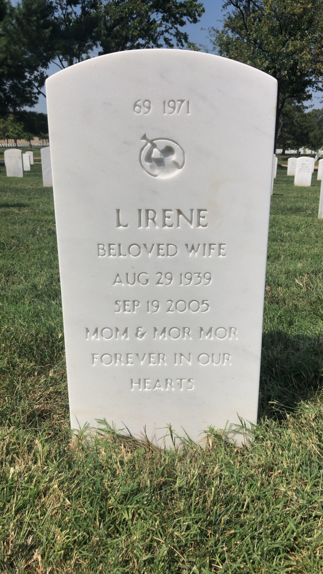 Back of headstone — Ronald Hartung