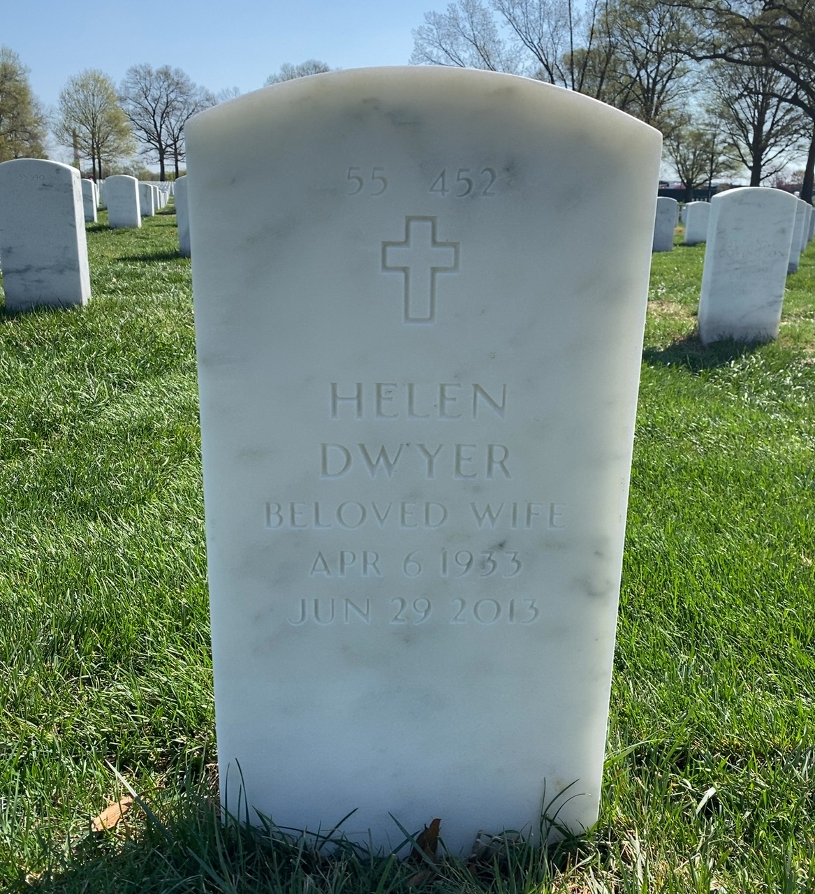 Back of headstone — William John Dwyer