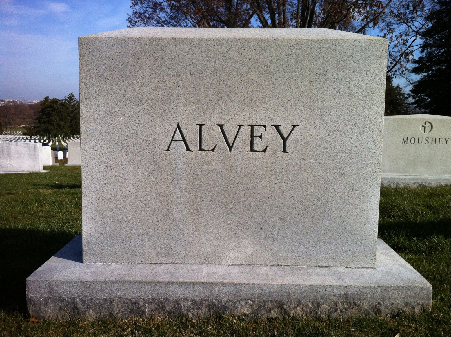 Back of headstone — James Alvey