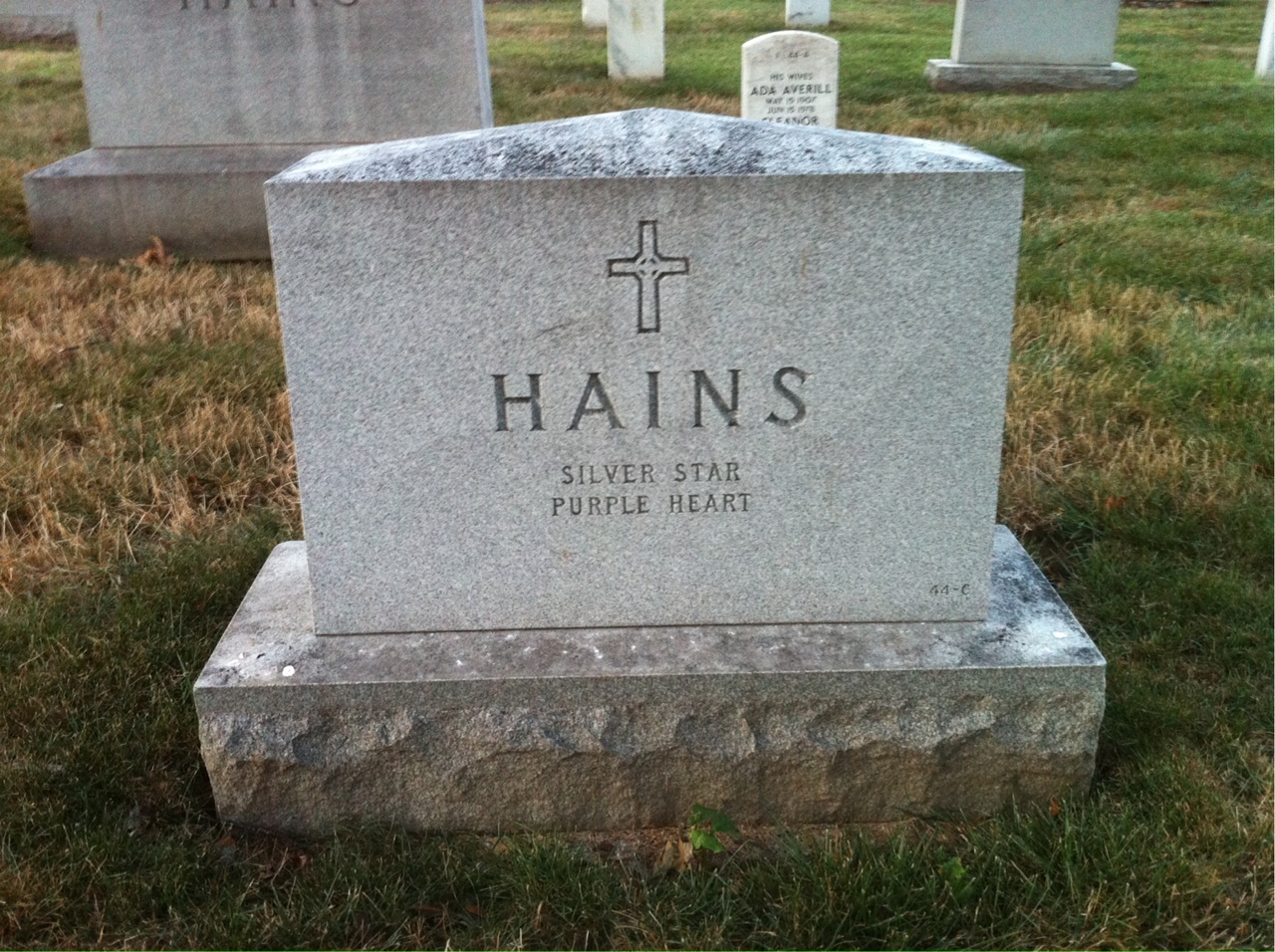 Back of headstone — John Hains