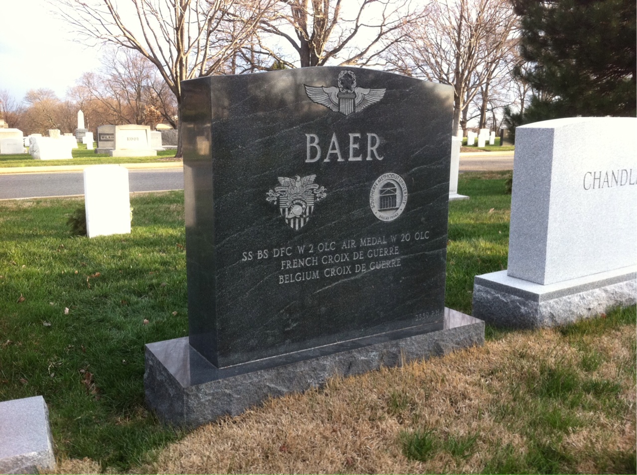 Back of headstone — Jane Baer