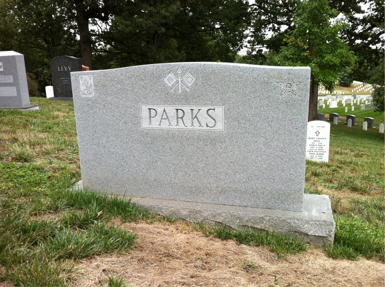 Back of headstone — Gordon Parks