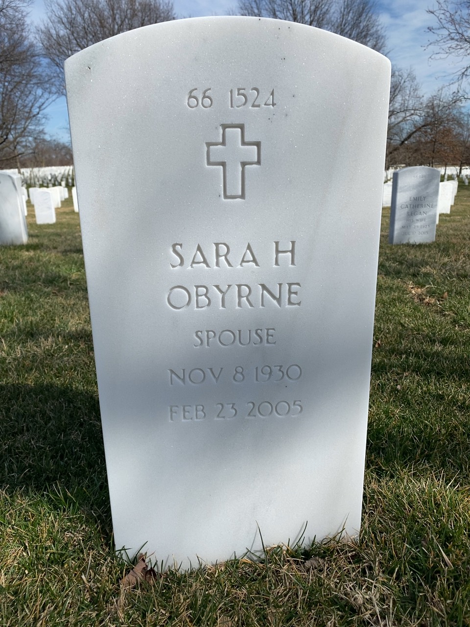 Back of headstone — Leroy Obyrne