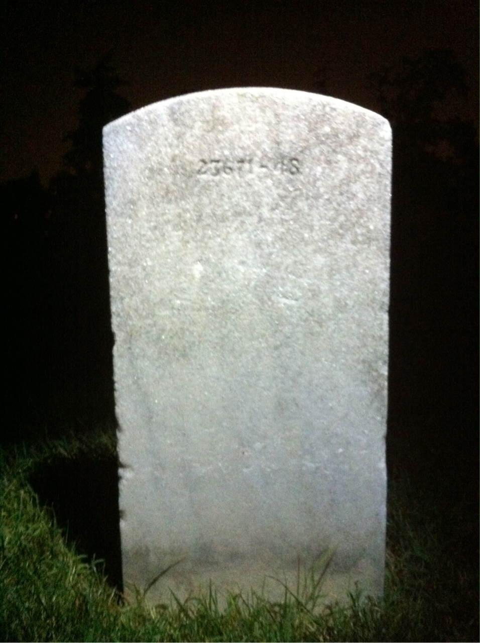Back of headstone — William P Short