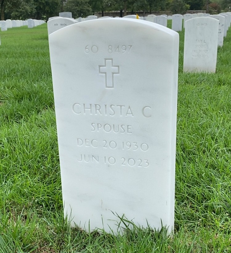 Back of headstone — Arthur Le Clair
