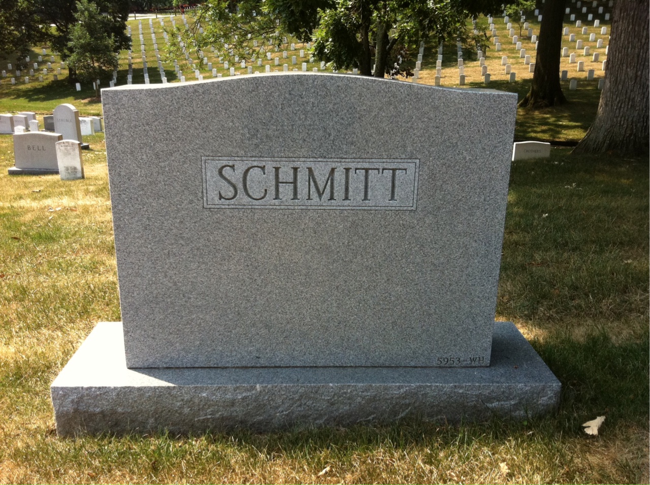 Back of headstone — Earl Schmitt