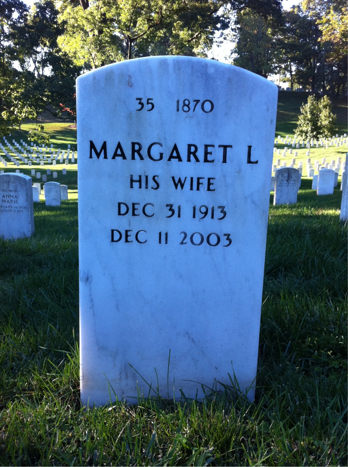 Back of headstone — Lee Peace