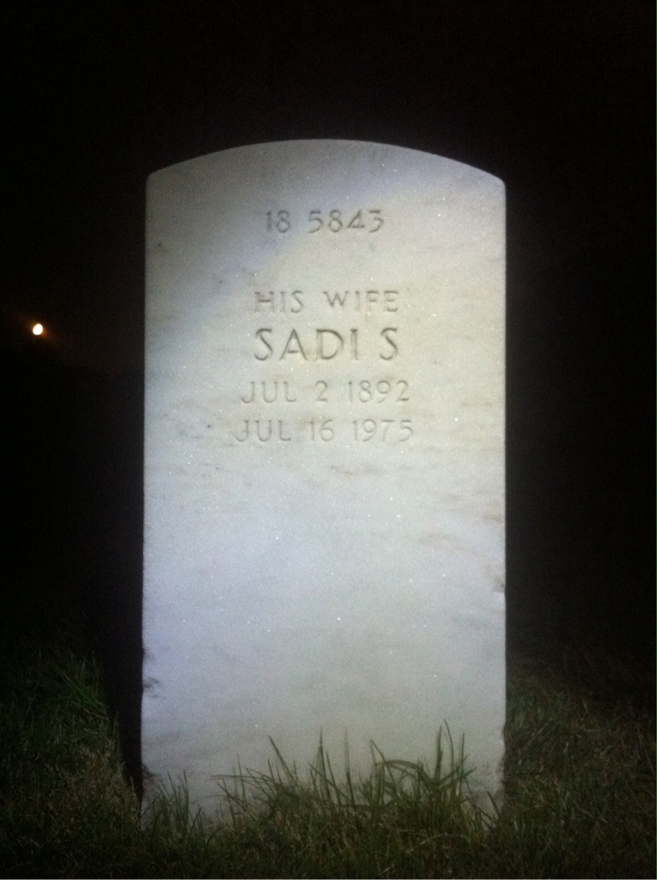 Back of headstone — Sadi Mckee