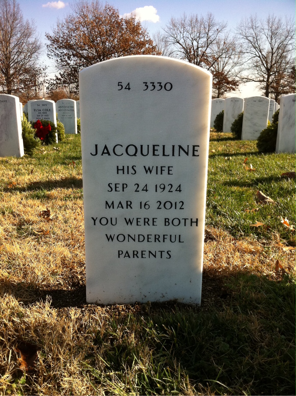 Back of headstone — Howell Hanson