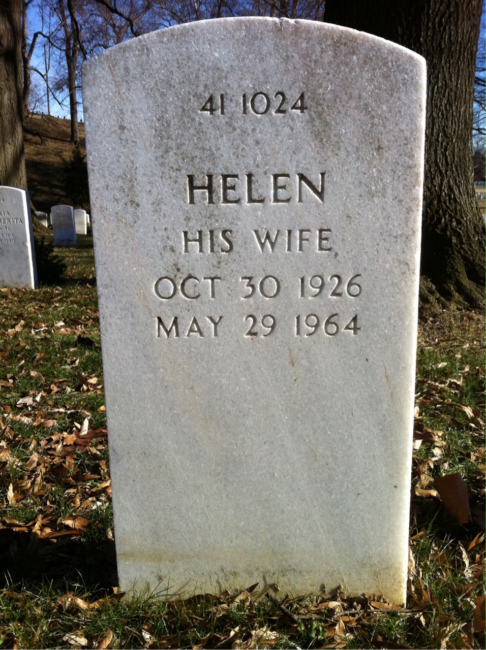Back of headstone — Helen Corbin