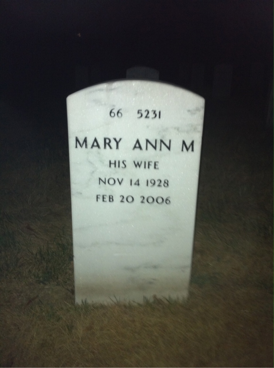Back of headstone — William Peterson