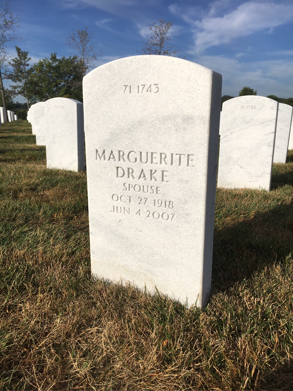 Back of headstone — Drew Martin