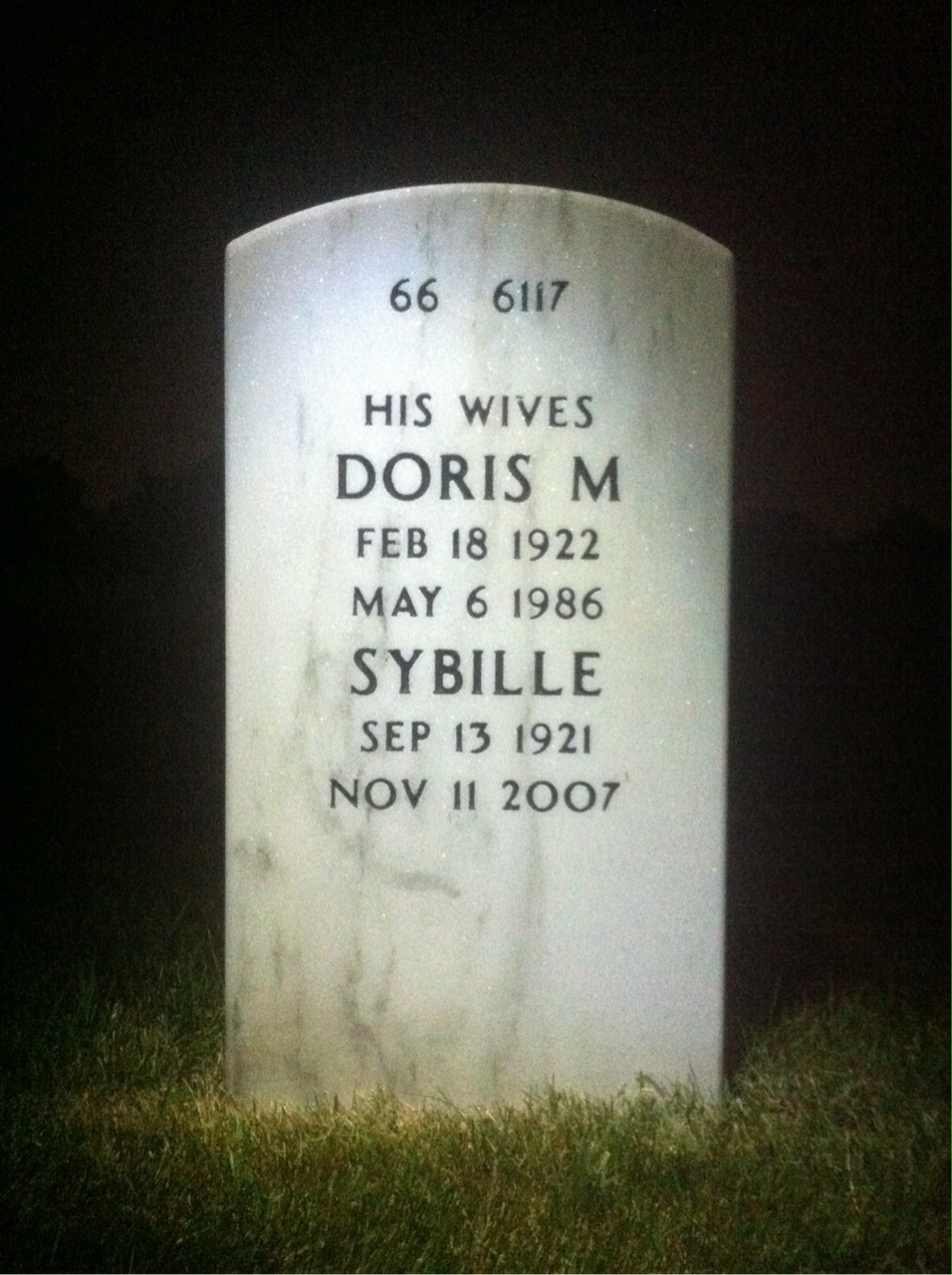 Back of headstone — Roger Schock
