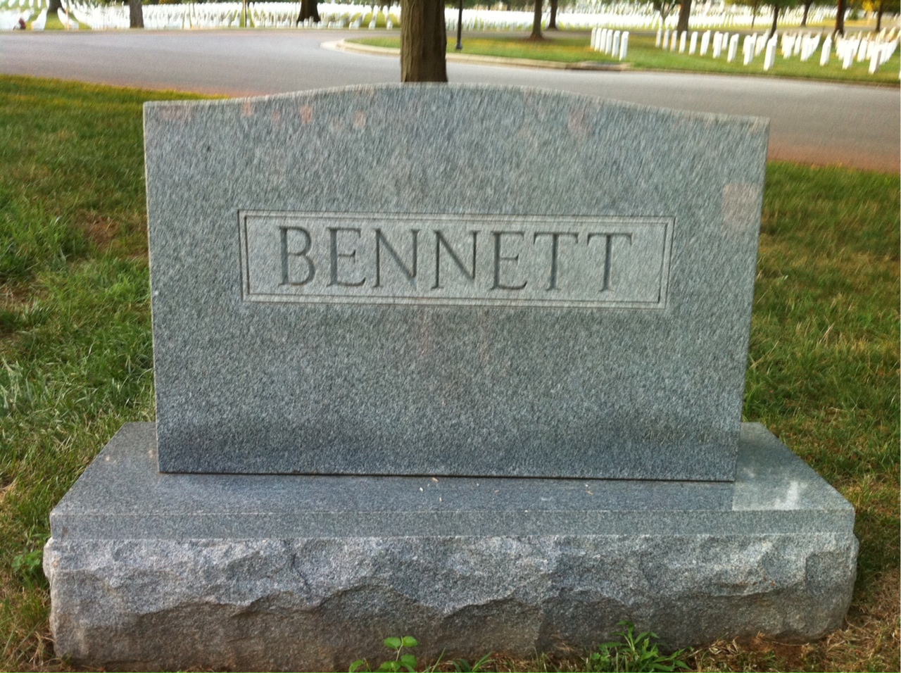 Back of headstone — Thomas Bennett