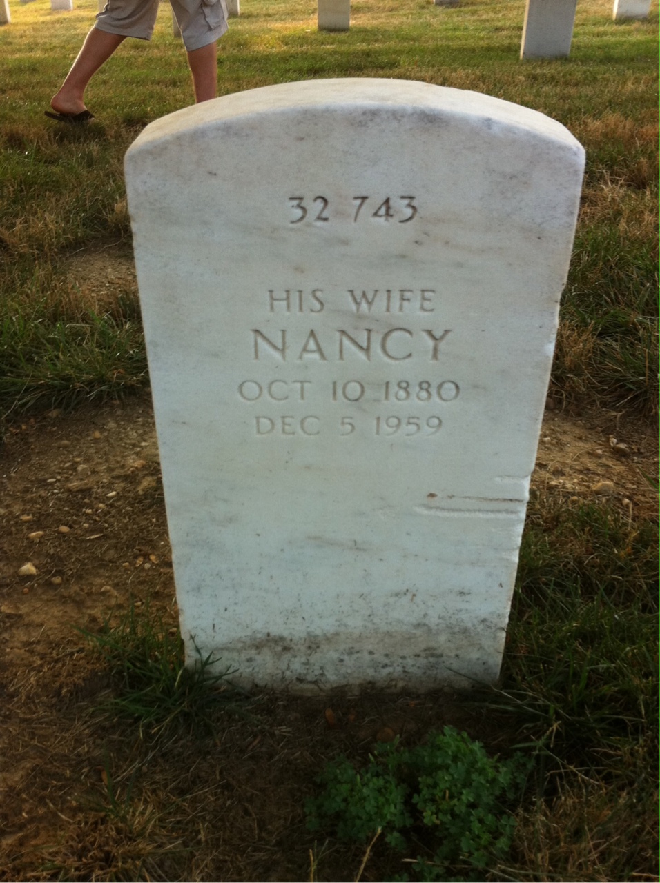 Back of headstone — Thomas W Huntington