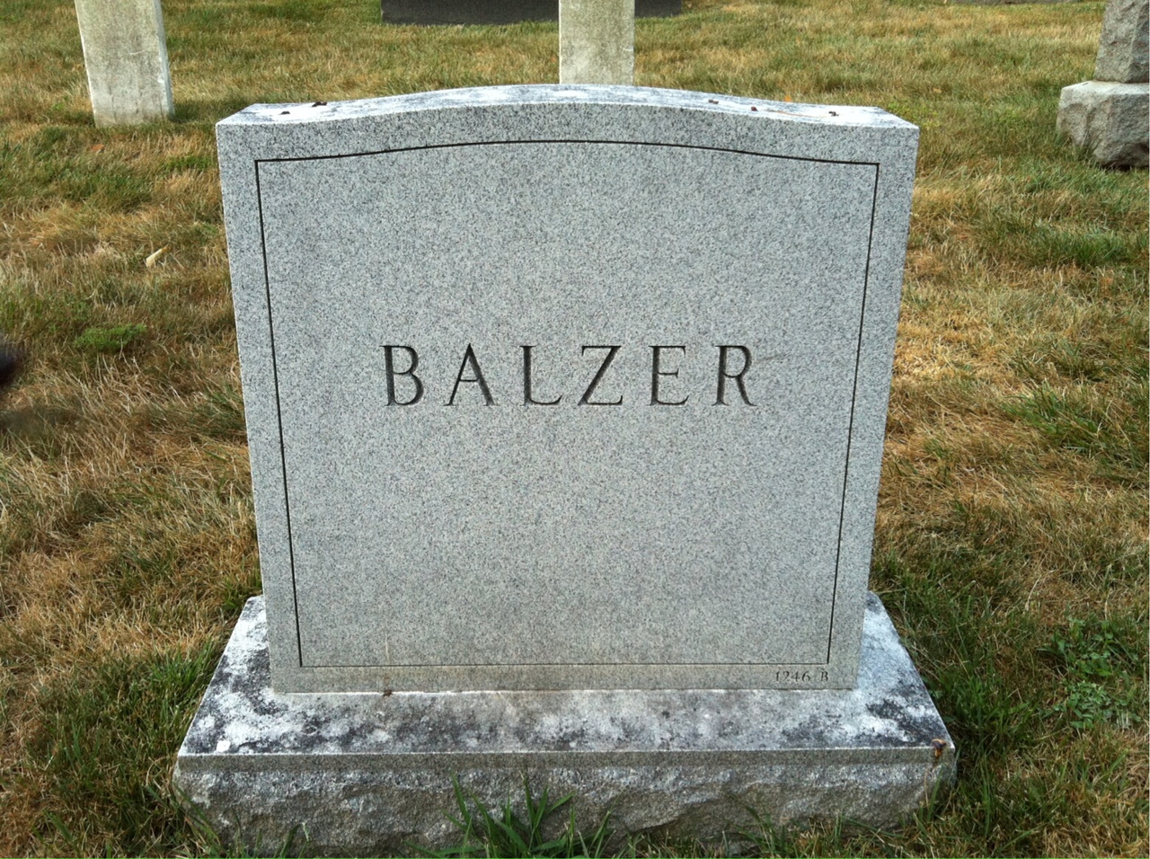 Back of headstone — Annie Balzer