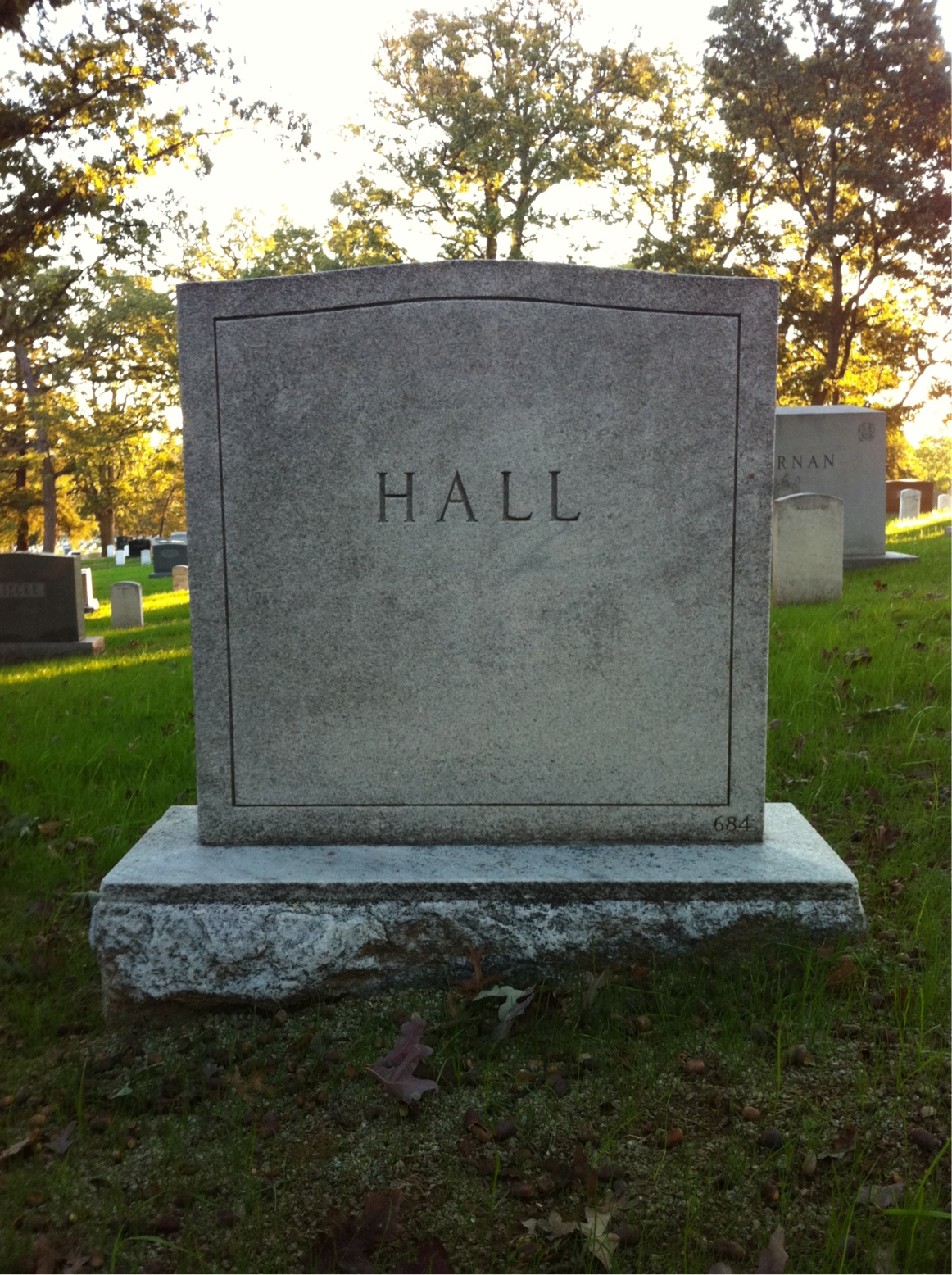 Back of headstone — William Curtis Hall