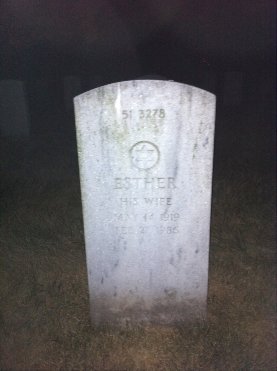 Back of headstone — Esther Baker