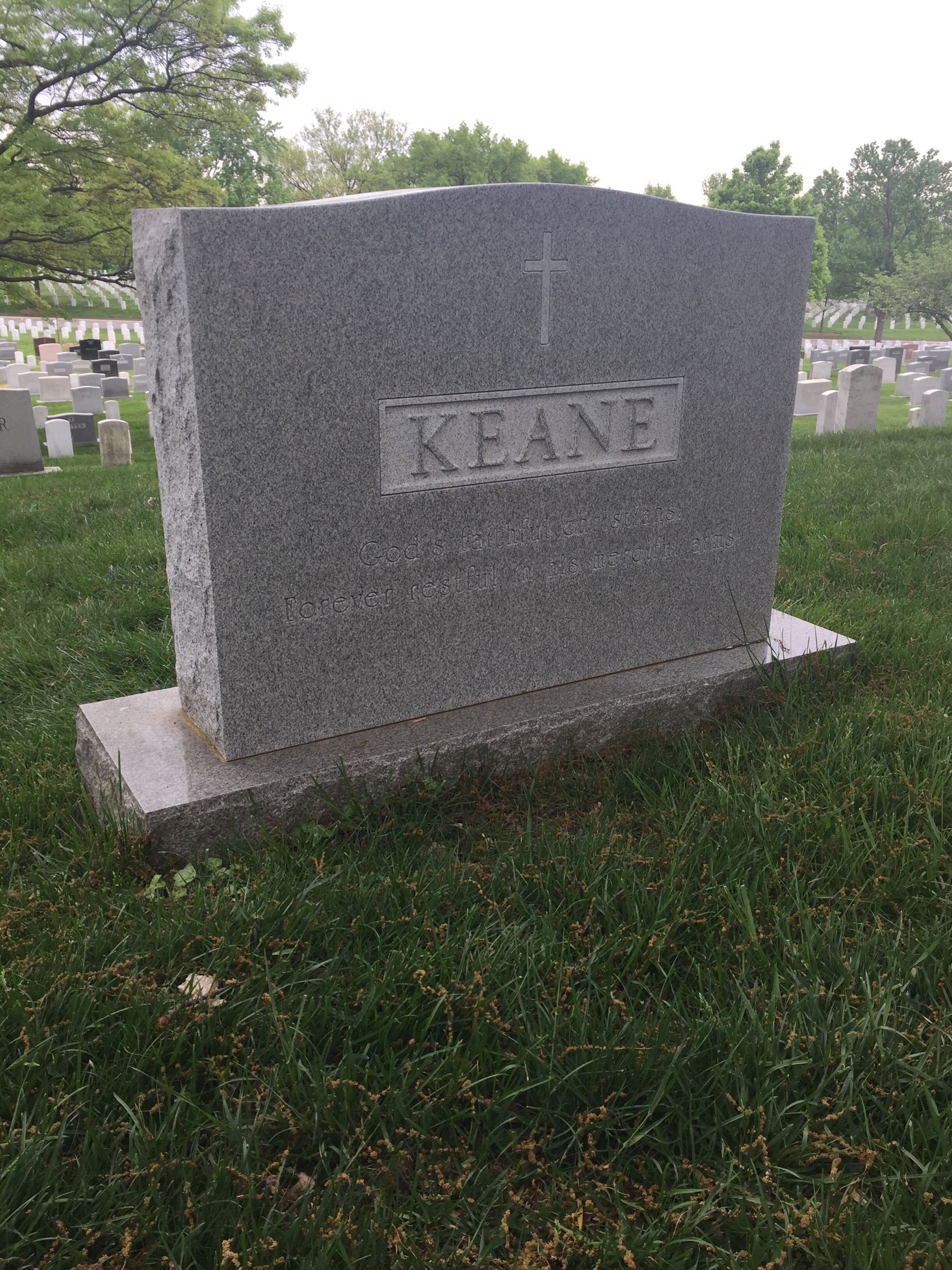 Back of headstone — William Keane