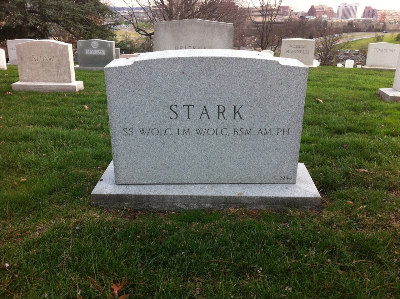 Back of headstone — Thomas N Stark