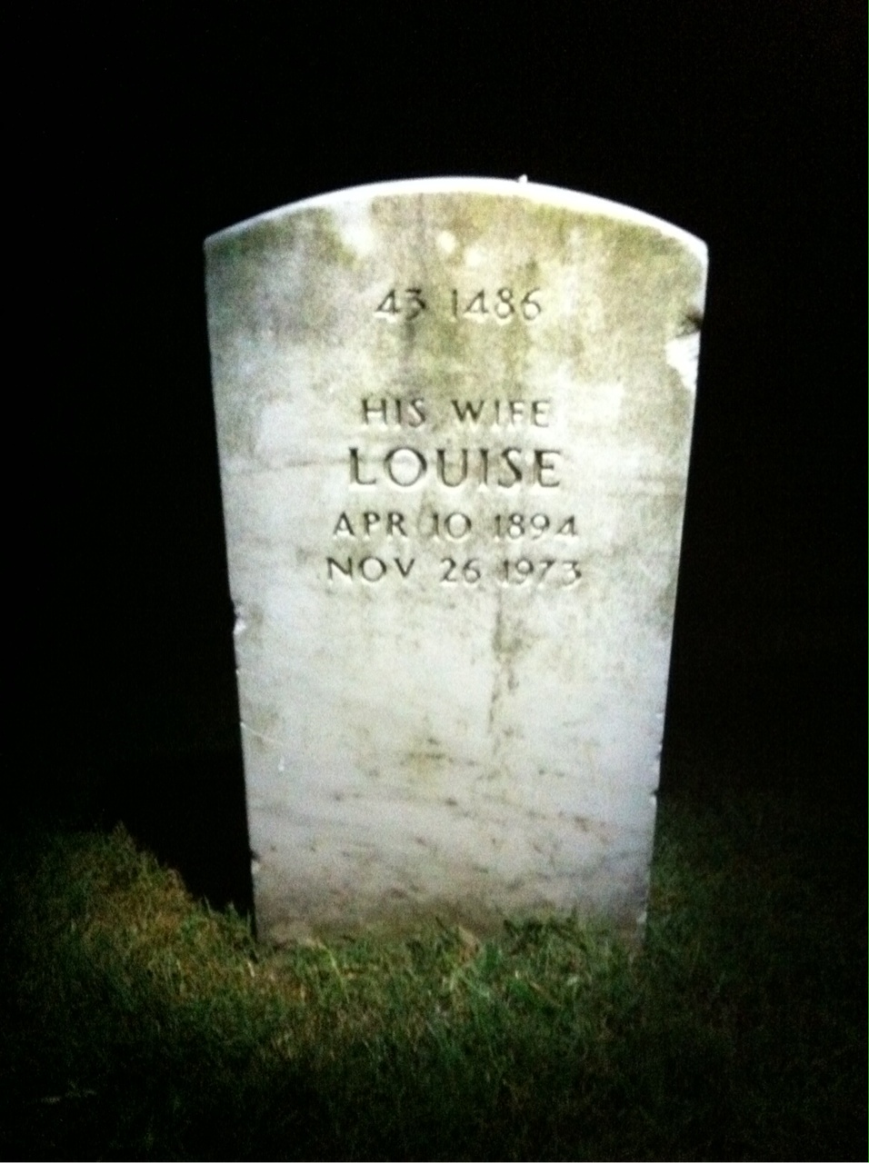 Back of headstone — Louise Morin