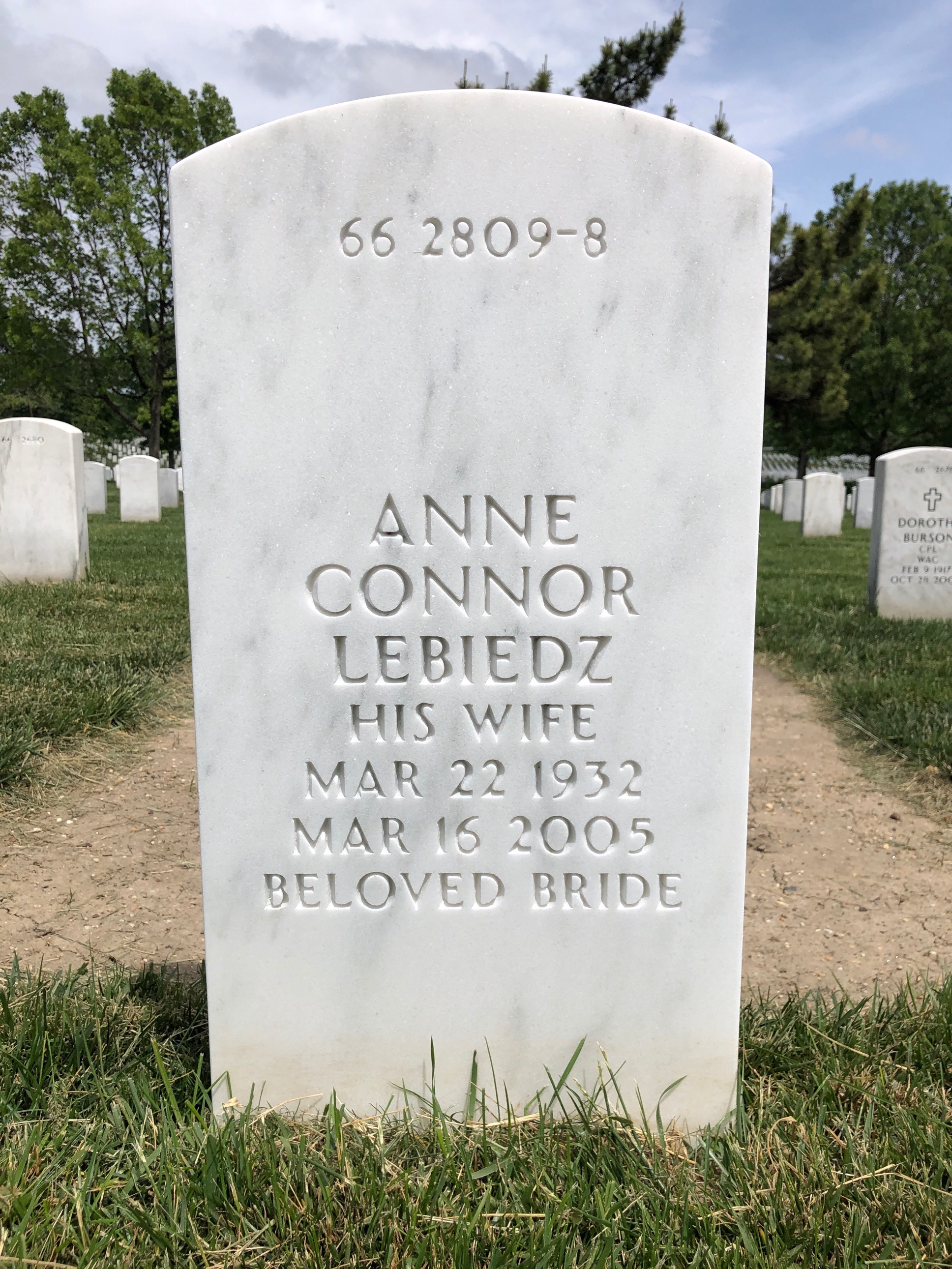 Back of headstone — Edward Lebiedz