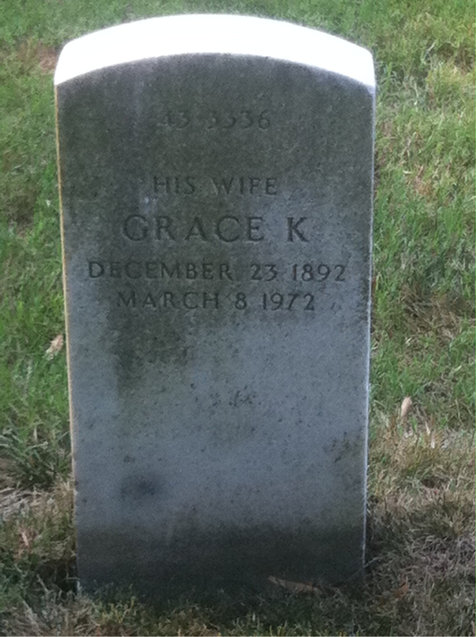 Back of headstone — Robert N Ward