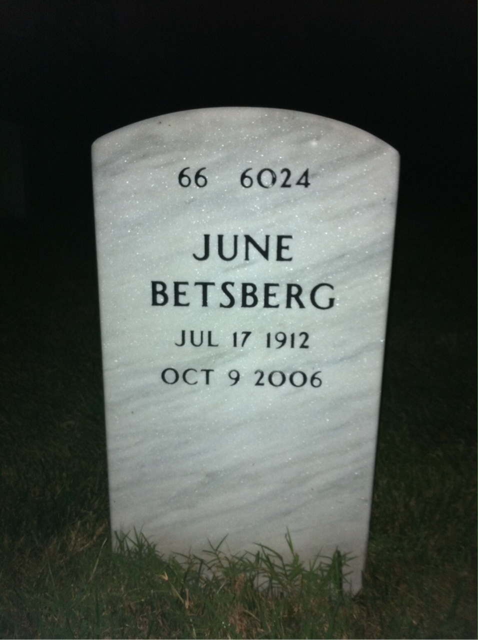 Back of headstone — Jack Young