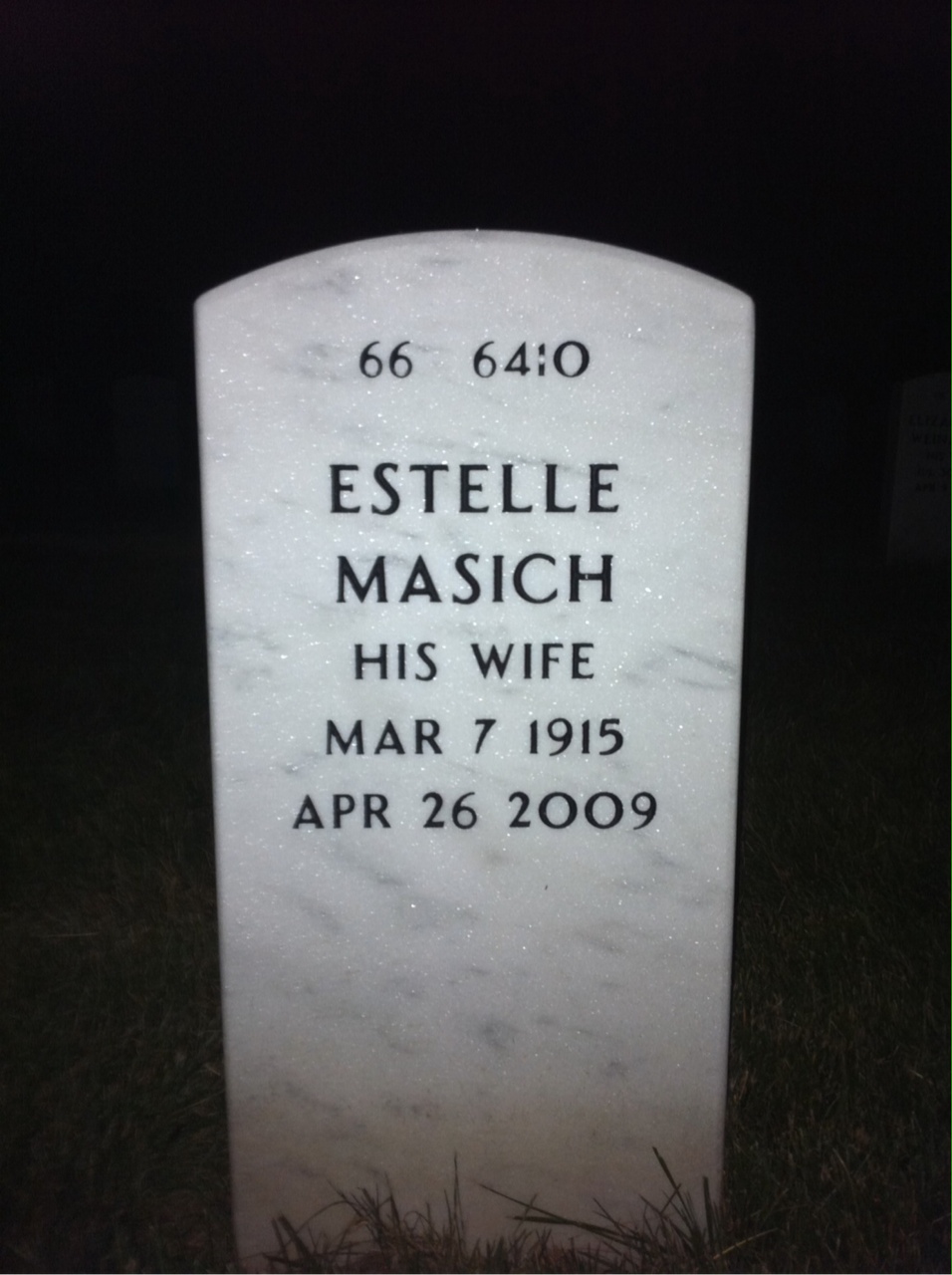 Back of headstone — Melvin Vuksich