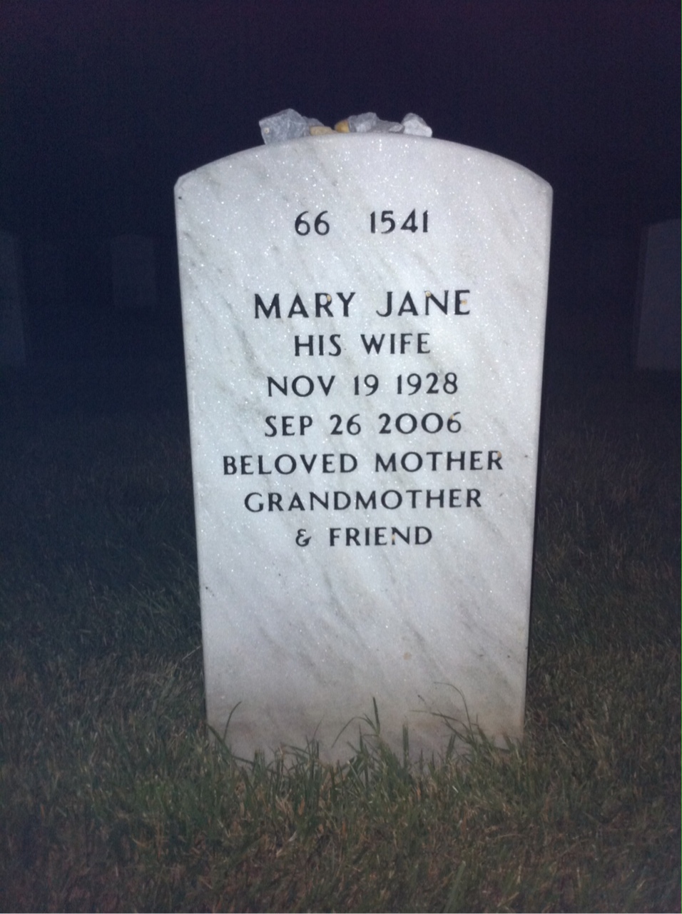 Back of headstone — Wilman Barnes