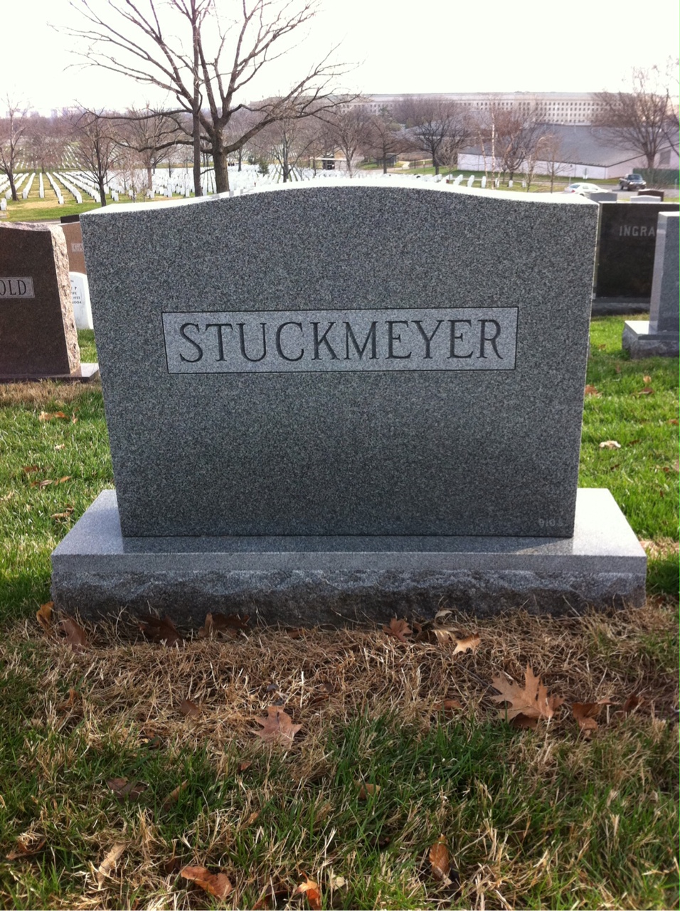 Back of headstone — William Stuckmeyer