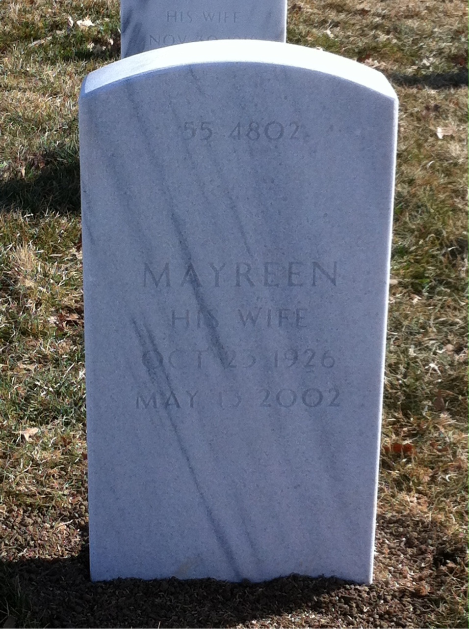 Back of headstone — Frank Mumford