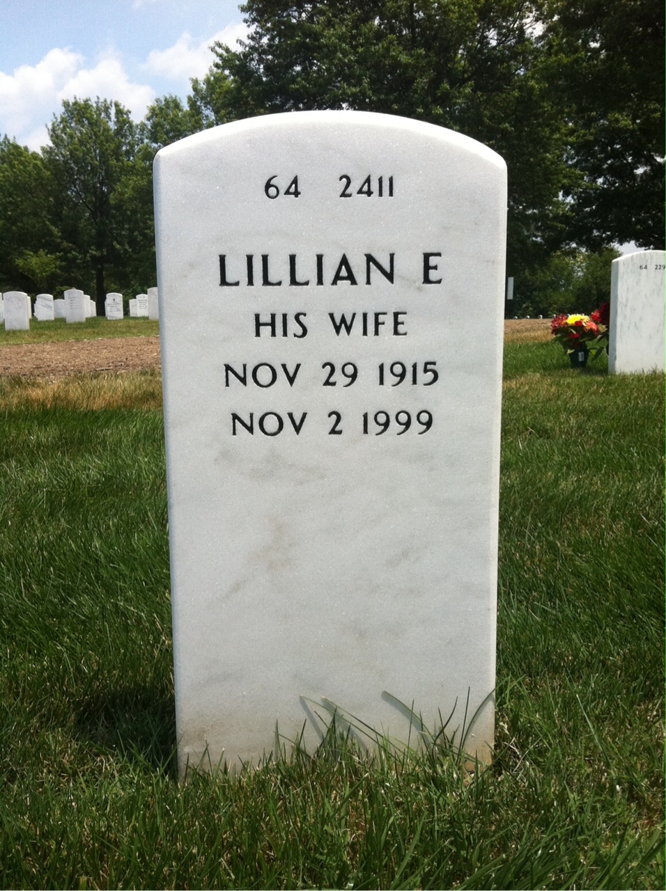 Back of headstone — Charles Yech