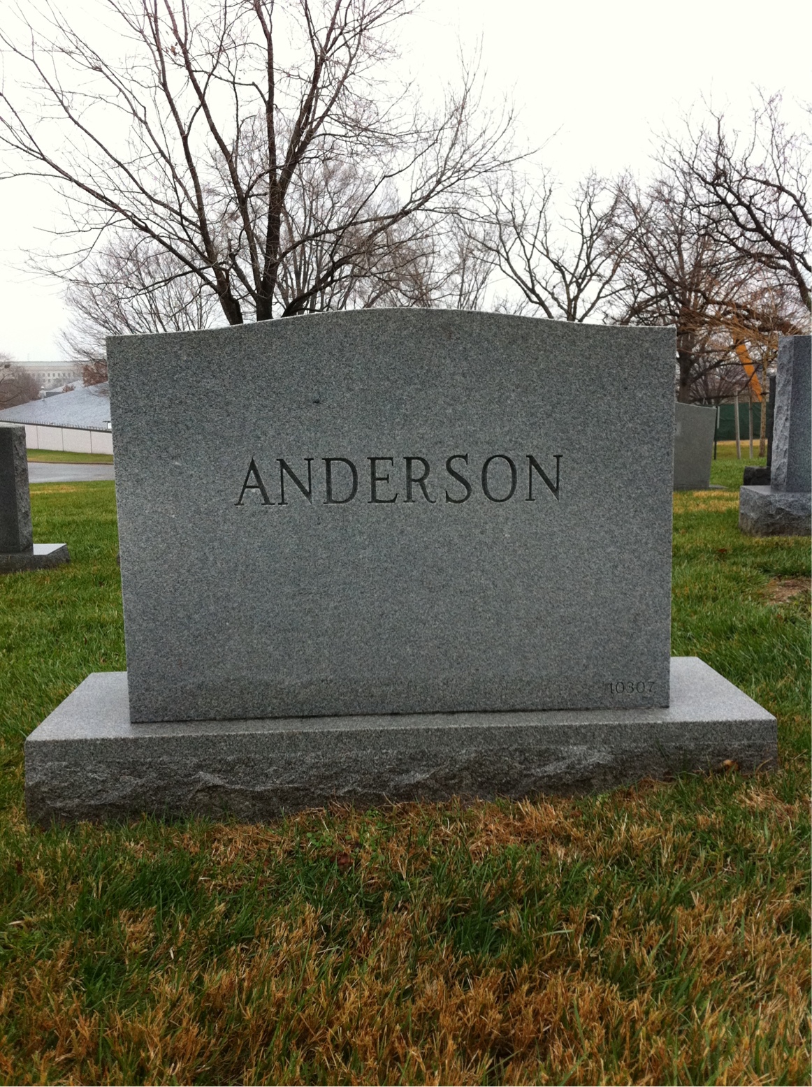 Back of headstone — Ernest Anderson