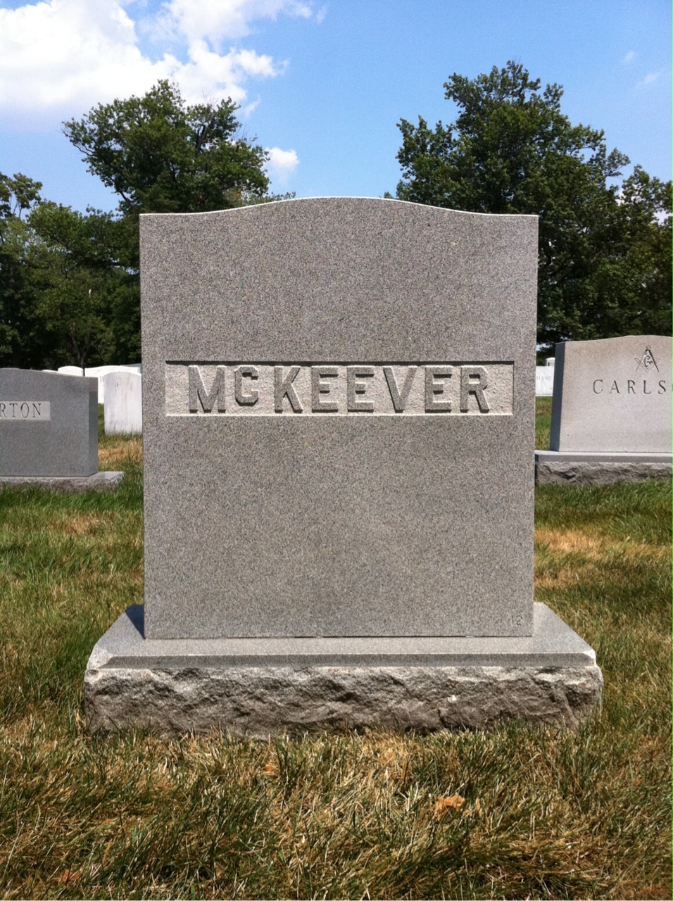 Back of headstone — John Mckeever