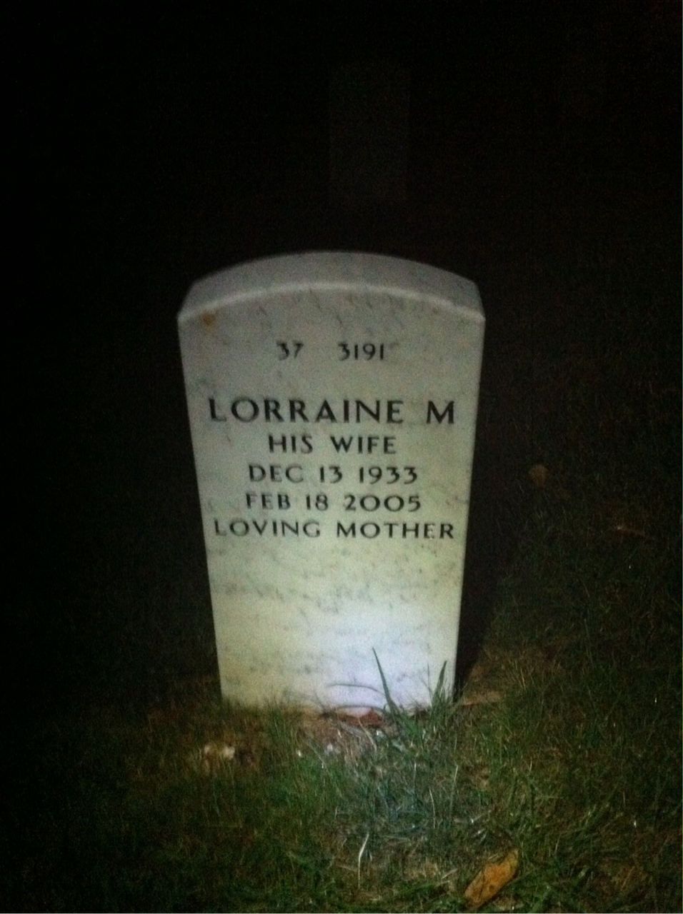 Back of headstone — George Perry