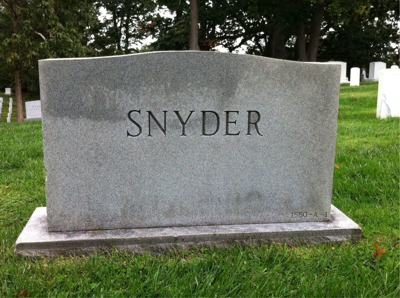 Back of headstone — Luther Snyder