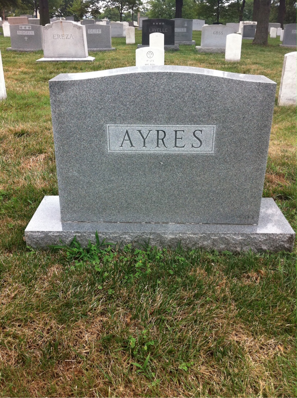 Back of headstone — Harold Ayres