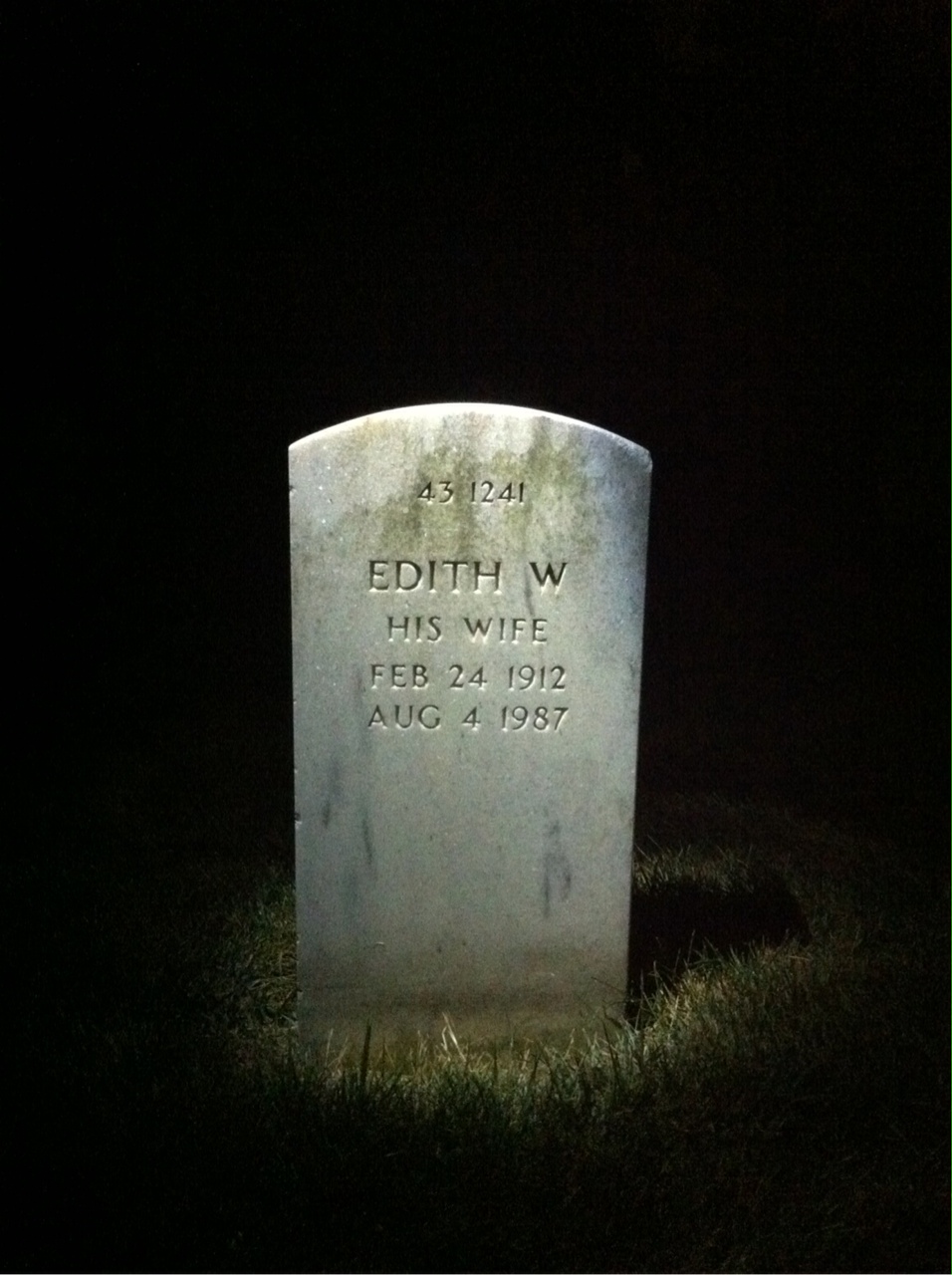 Back of headstone — Edith Balzer