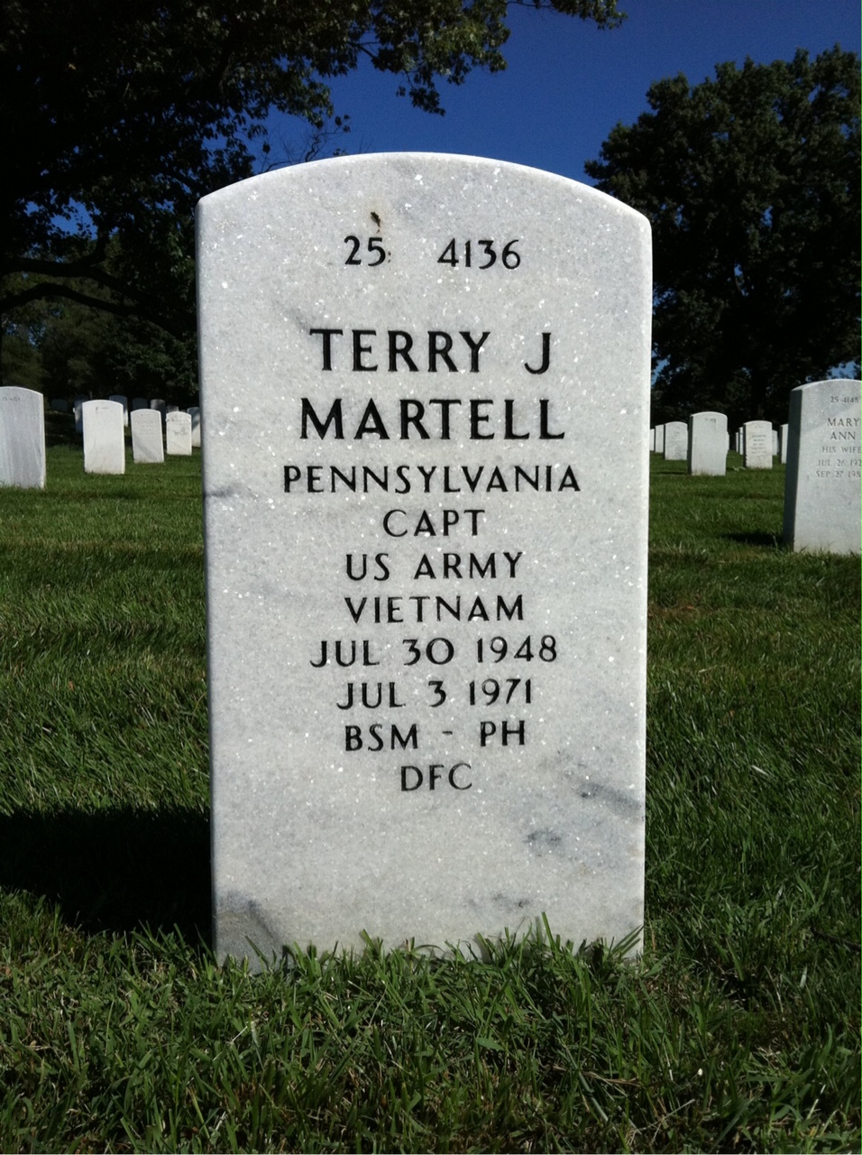 Back of headstone — James Martell