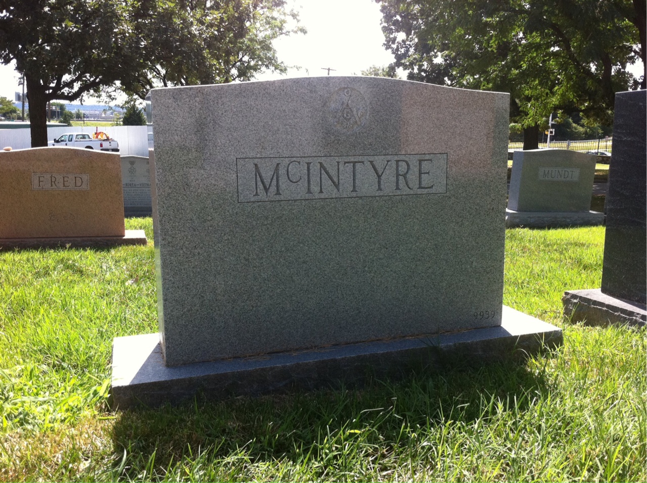 Back of headstone — Louise Mcintyre