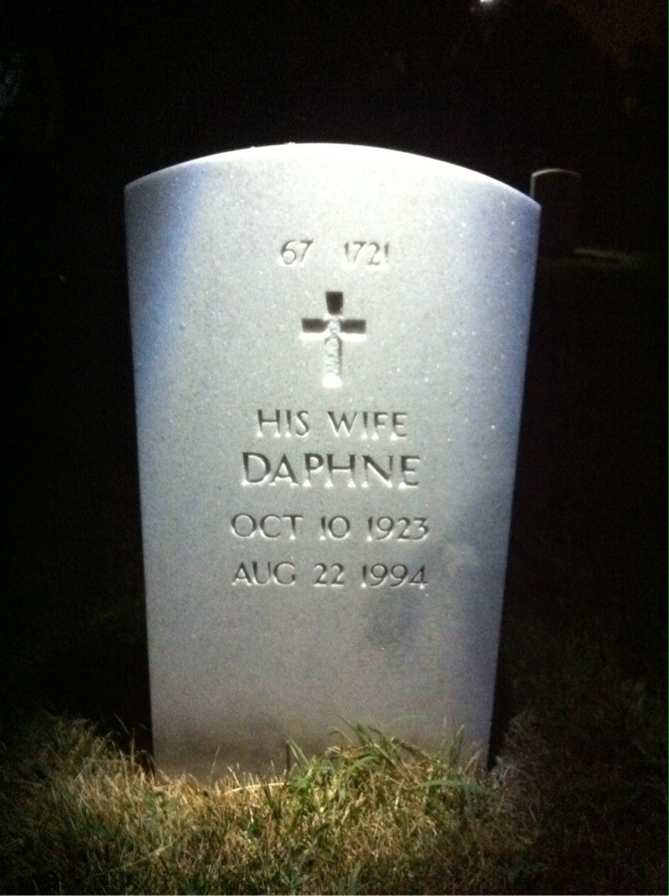 Back of headstone — Daphne Mihuc
