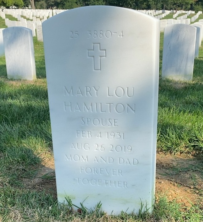 Back of headstone — John Hamilton