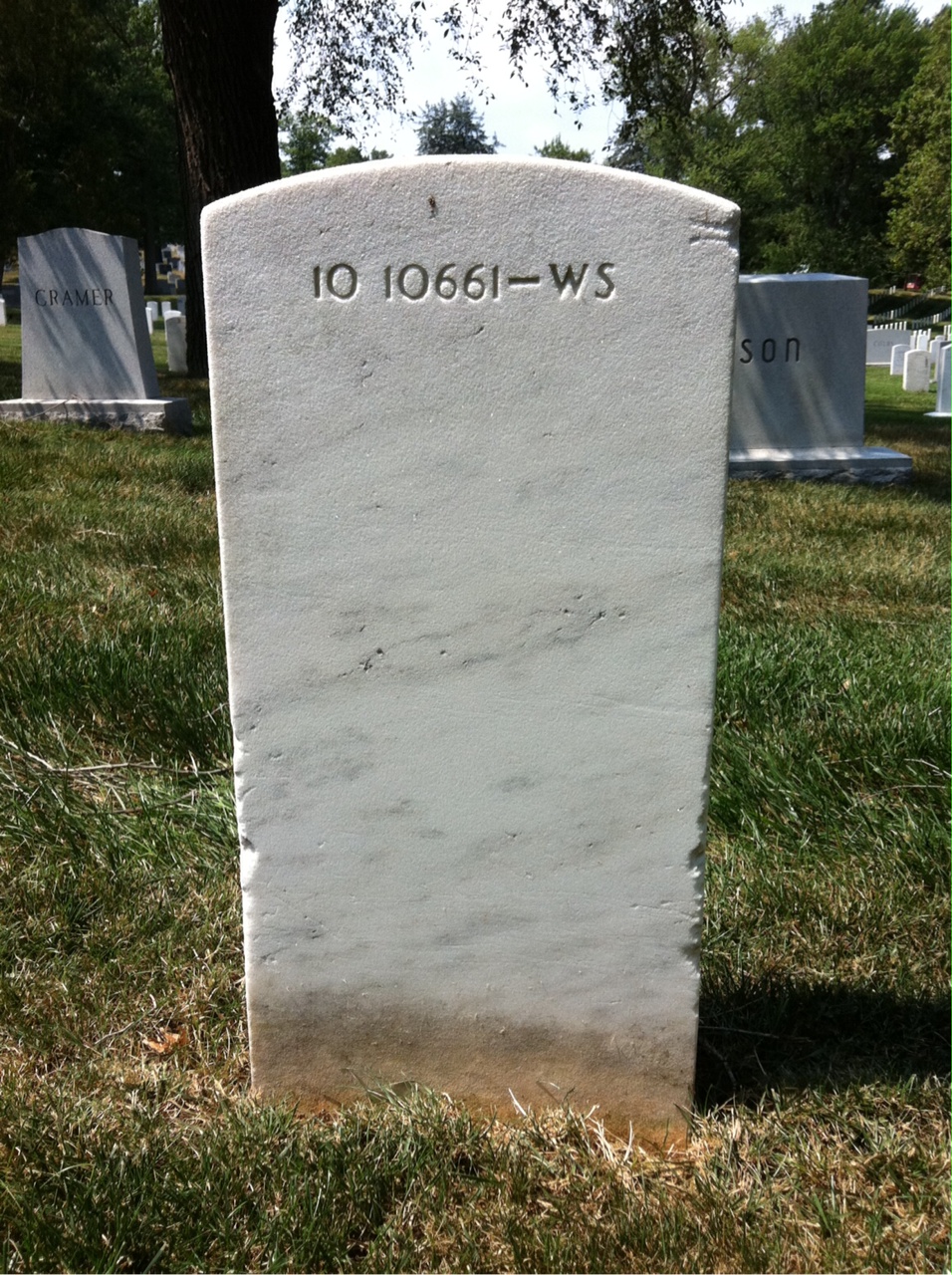 Back of headstone — Mary Benson