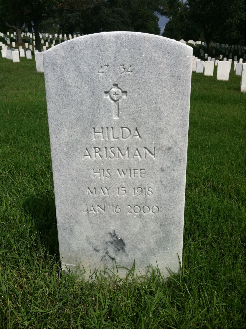Back of headstone — Arthur Moors