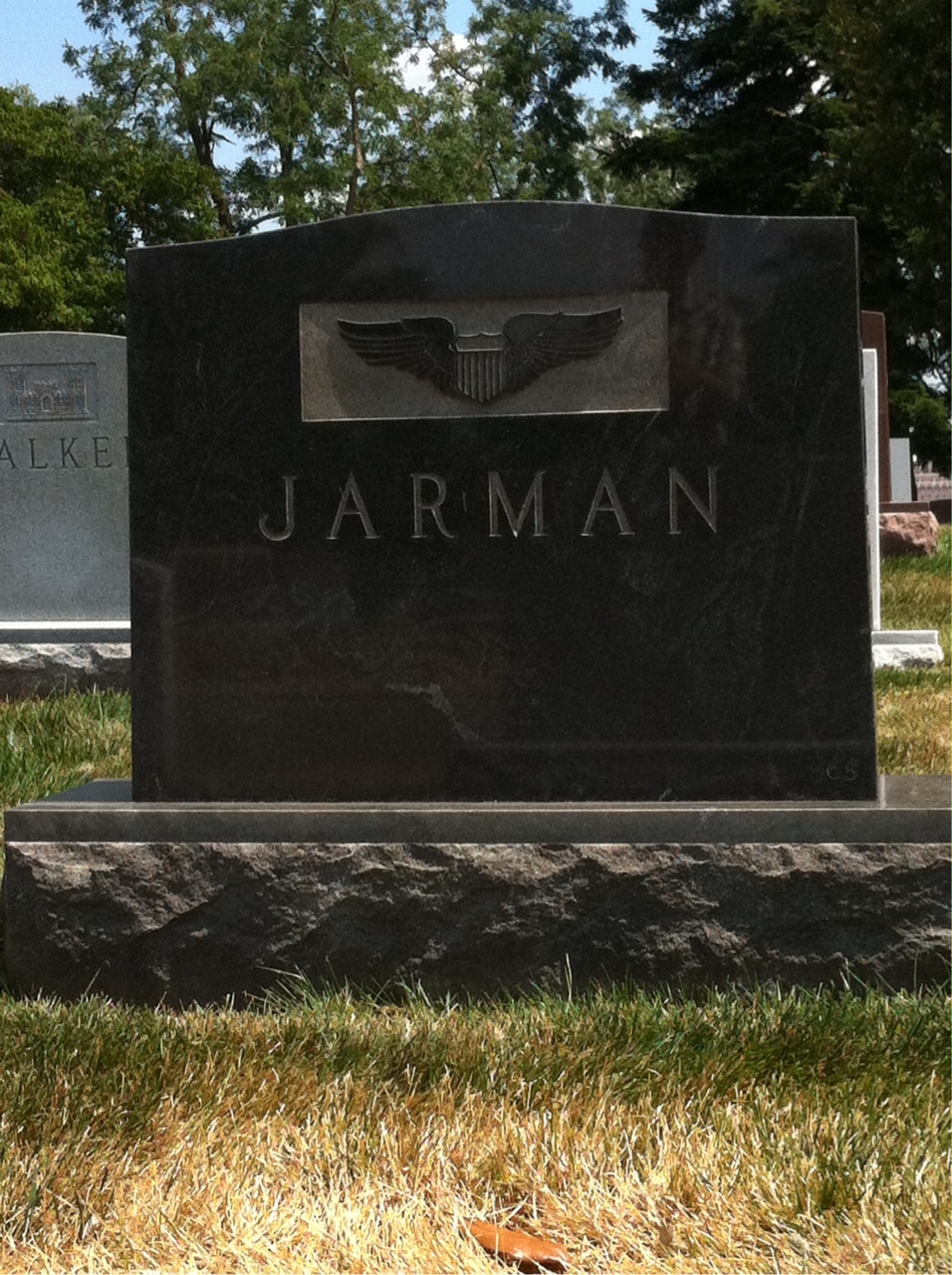 Back of headstone — William Dabney Jarman