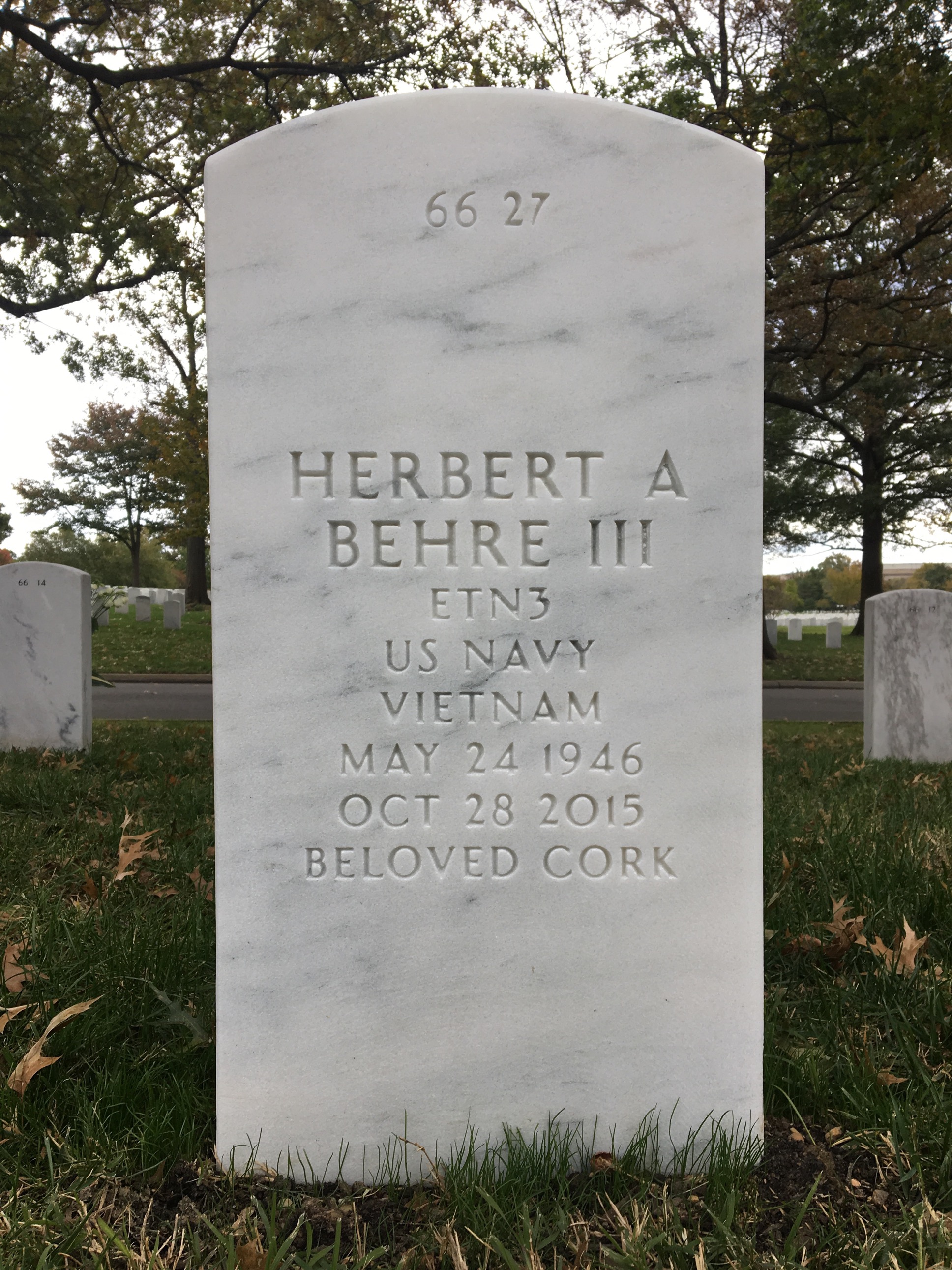 Back of headstone — Herbert Behre