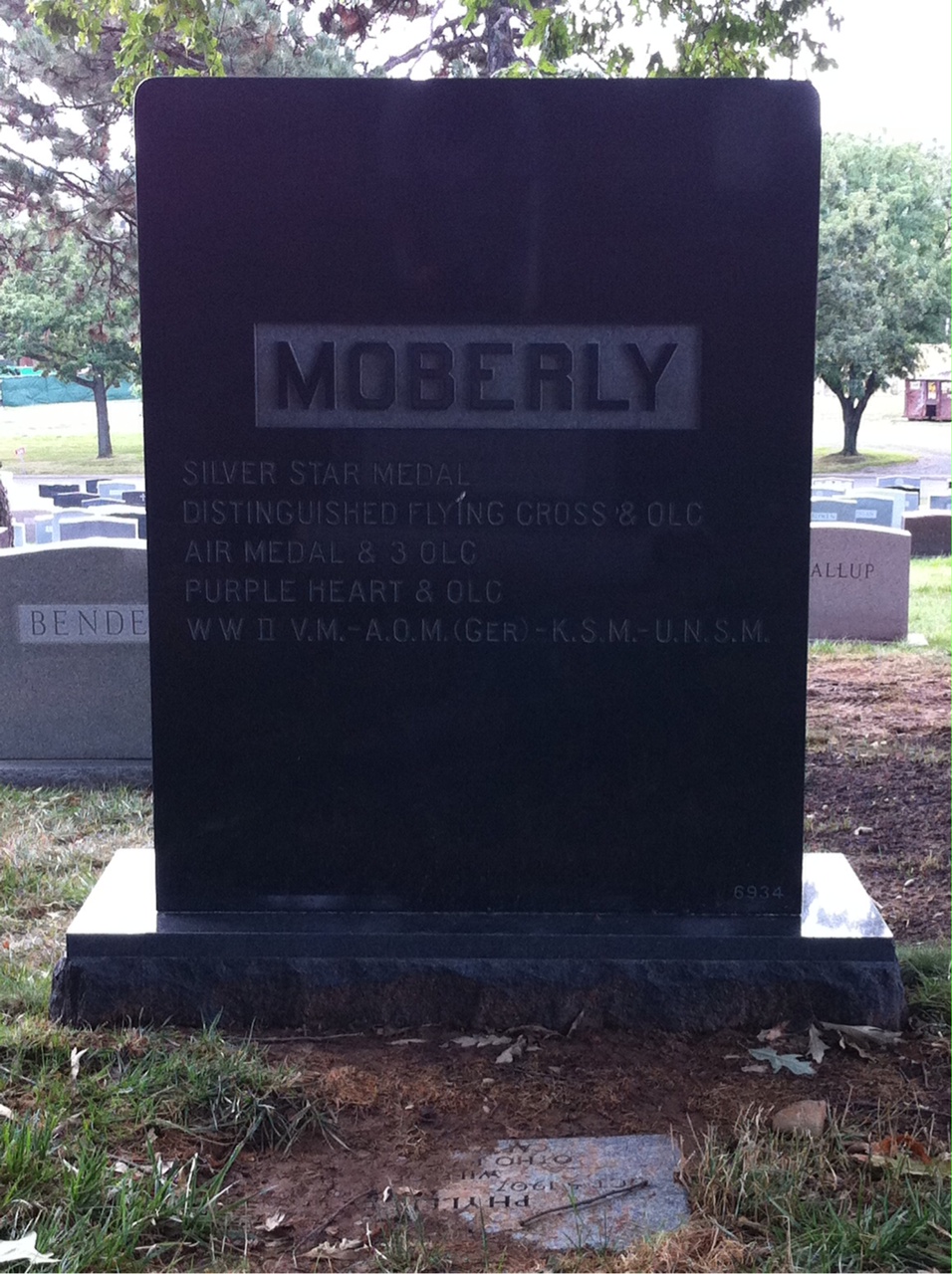 Back of headstone — James Moberly