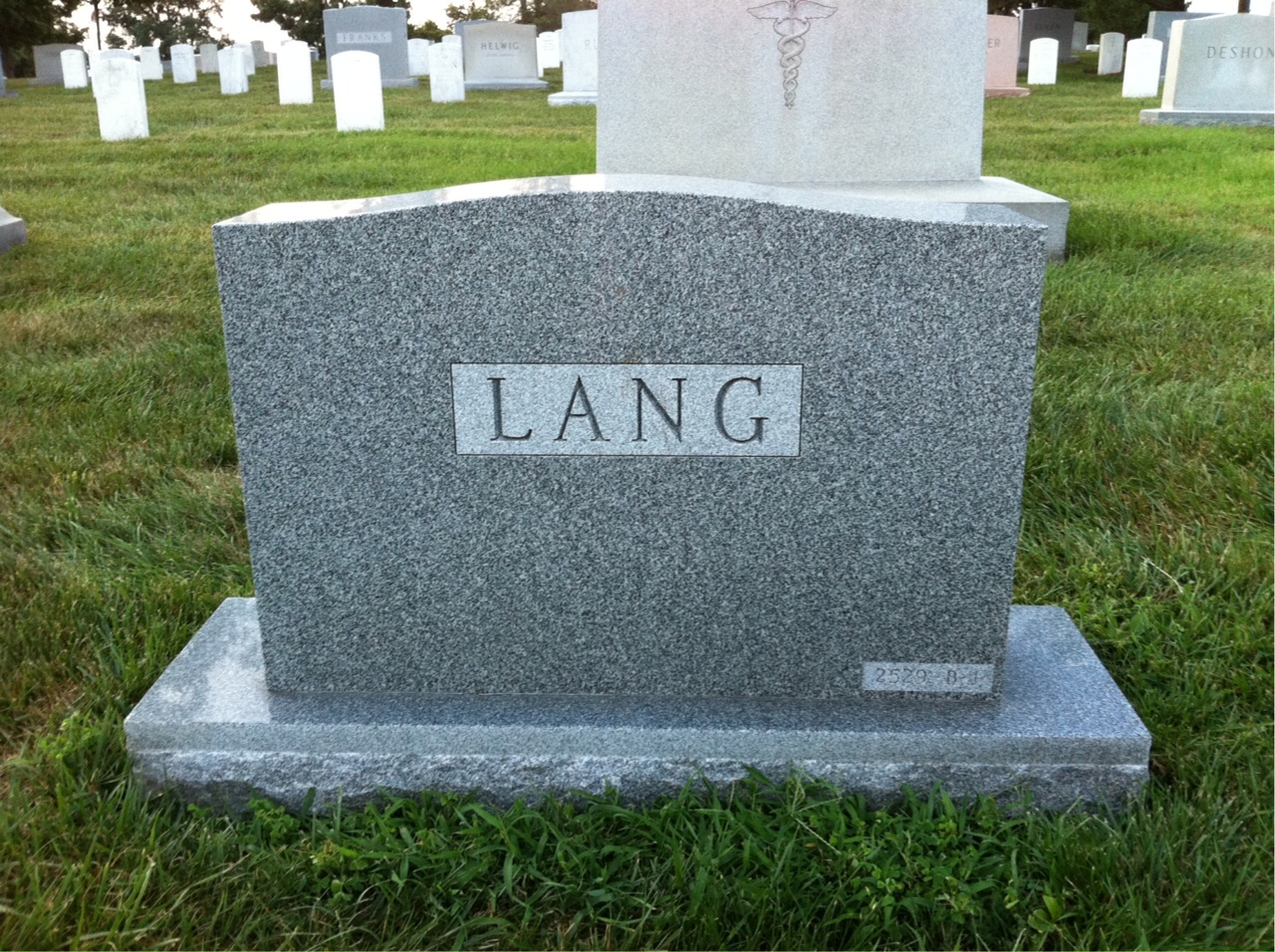 Back of headstone — Delmar Lang